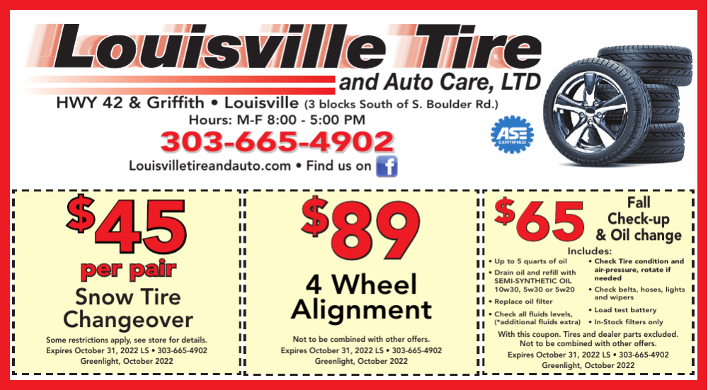 Louisville Tire & Auto Automotive LOCAL COUPONS Greenlight Savings Boulder, Colorado