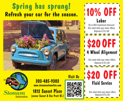 Coupon: Stonum Automotive - $20 Off 4-Wheel Alignment or Fluid Service